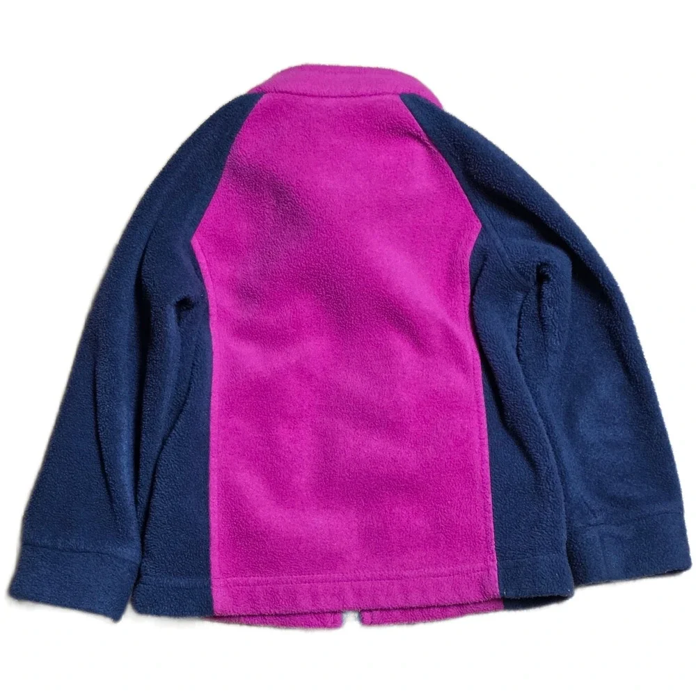 Columbia‎ Full Zip Fleece Jacket Girl's Size 3T Pink Navy Blue